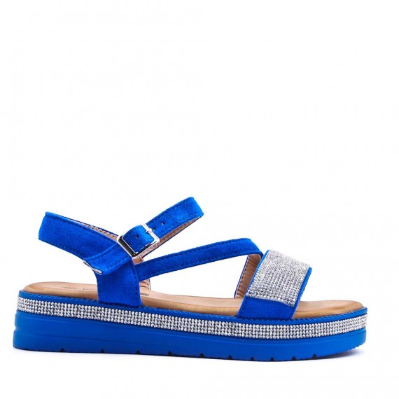 Flat sandals in a material mix for women