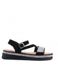 Flat sandals in a material mix for women