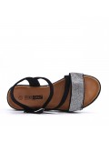 Flat sandals in a material mix for women