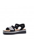 Flat sandals in a material mix for women