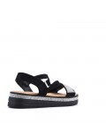 Flat sandals in a material mix for women