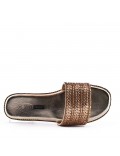 Flat sandals in a material mix for women