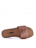 Flat sandals in a material mix for women