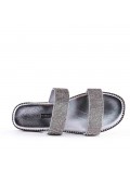 Flat sandals in a material mix for women