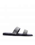 Flat sandals in a material mix for women