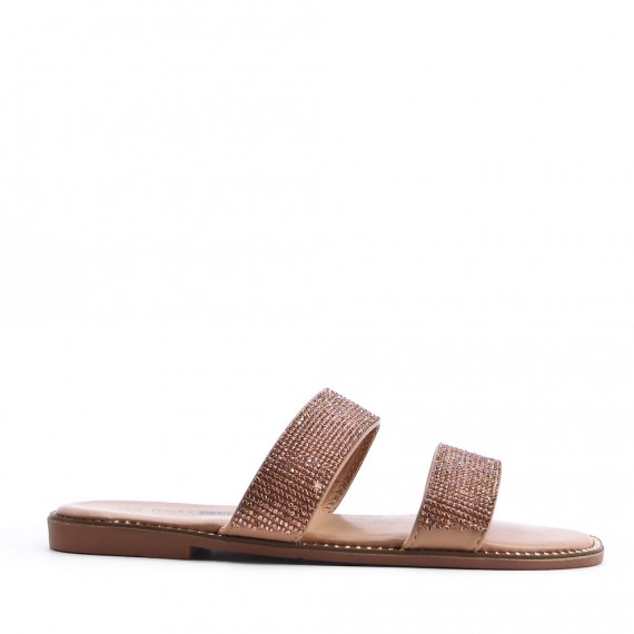 Flat sandals in a material mix for women