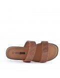 Flat sandals in a material mix for women