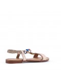 Flat sandals in a material mix for women