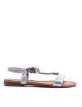 Flat sandals in a material mix for women