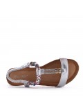 Flat sandals in a material mix for women