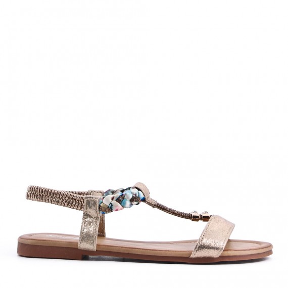 Flat sandals in a material mix for women