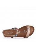 Flat sandals in a material mix for women