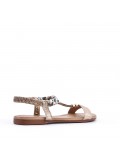 Flat sandals in a material mix for women