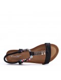 Flat sandals in a material mix for women