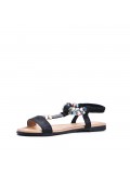 Flat sandals in a material mix for women