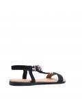 Flat sandals in a material mix for women