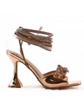 Mixed-material heeled sandal