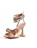 Mixed-material heeled sandal