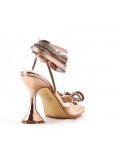 Mixed-material heeled sandal