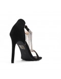 Mixed-material heeled sandal