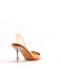 Mixed-material heeled sandal