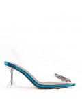 Mixed-material heeled sandal