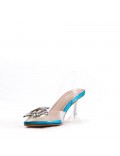 Mixed-material heeled sandal