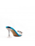 Mixed-material heeled sandal