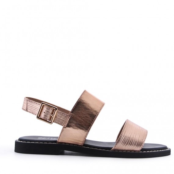 Flat sandals in faux leather for women