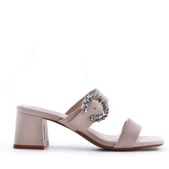 Faux leather heeled sandal