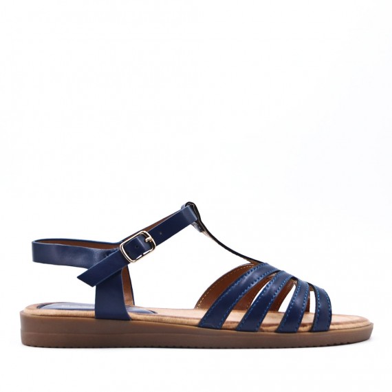 Flat sandals in a material mix for women