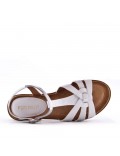 Flat sandals in a material mix for women