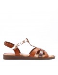 Flat sandals in a material mix for women