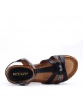 Flat sandals in a material mix for women