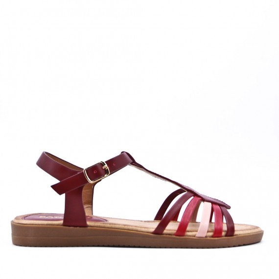 Flat sandals in a material mix for women