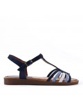 Flat sandals in a material mix for women