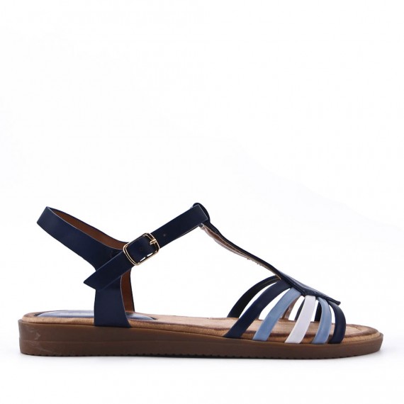 Flat sandals in a material mix for women