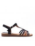 Flat sandals in a material mix for women