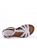 Flat sandals in a material mix for women