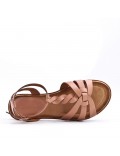 Flat sandals in a material mix for women