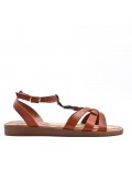 Flat sandals in a material mix for women