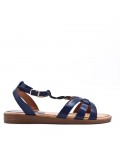 Flat sandals in a material mix for women