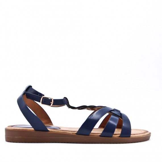 Flat sandals in a material mix for women