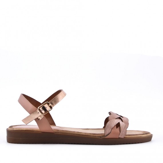 Flat sandals in a material mix for women