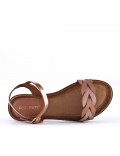 Flat sandals in a material mix for women