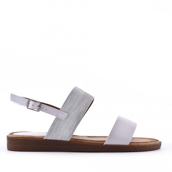 Flat sandals in a material mix for women