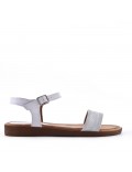 Flat sandals in a material mix for women