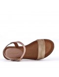 Flat sandals in a material mix for women