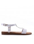 Flat sandals in a material mix for women