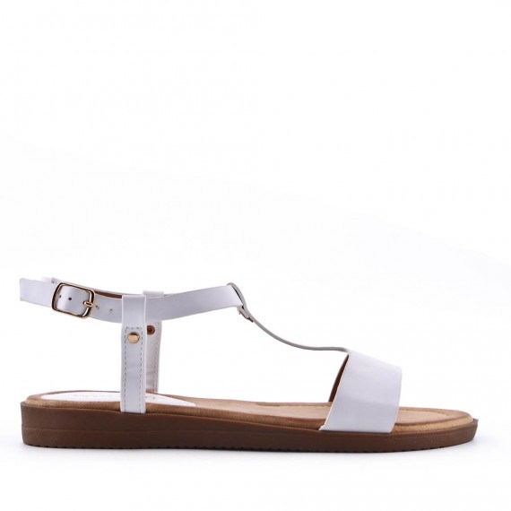 Flat sandals in a material mix for women